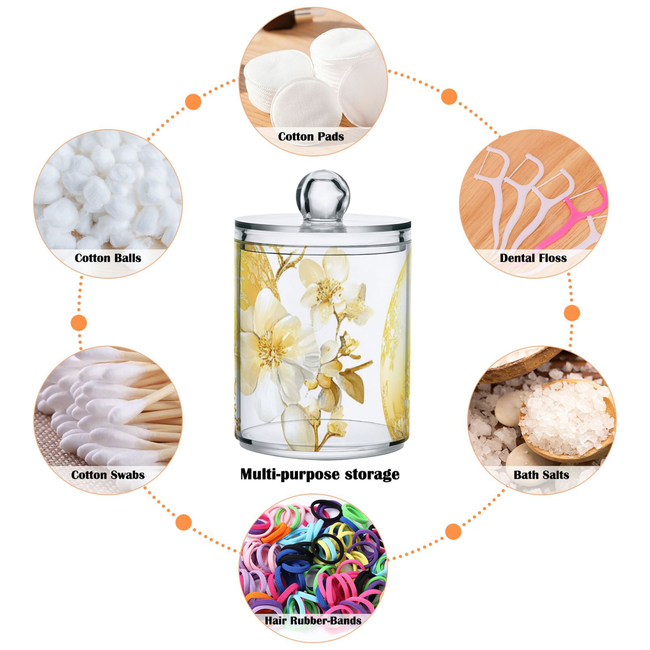 Ckdifva Gold Easter Eggs Flowers Storage Jar with Lid Acrylic Organization Storage Containers Set of 4