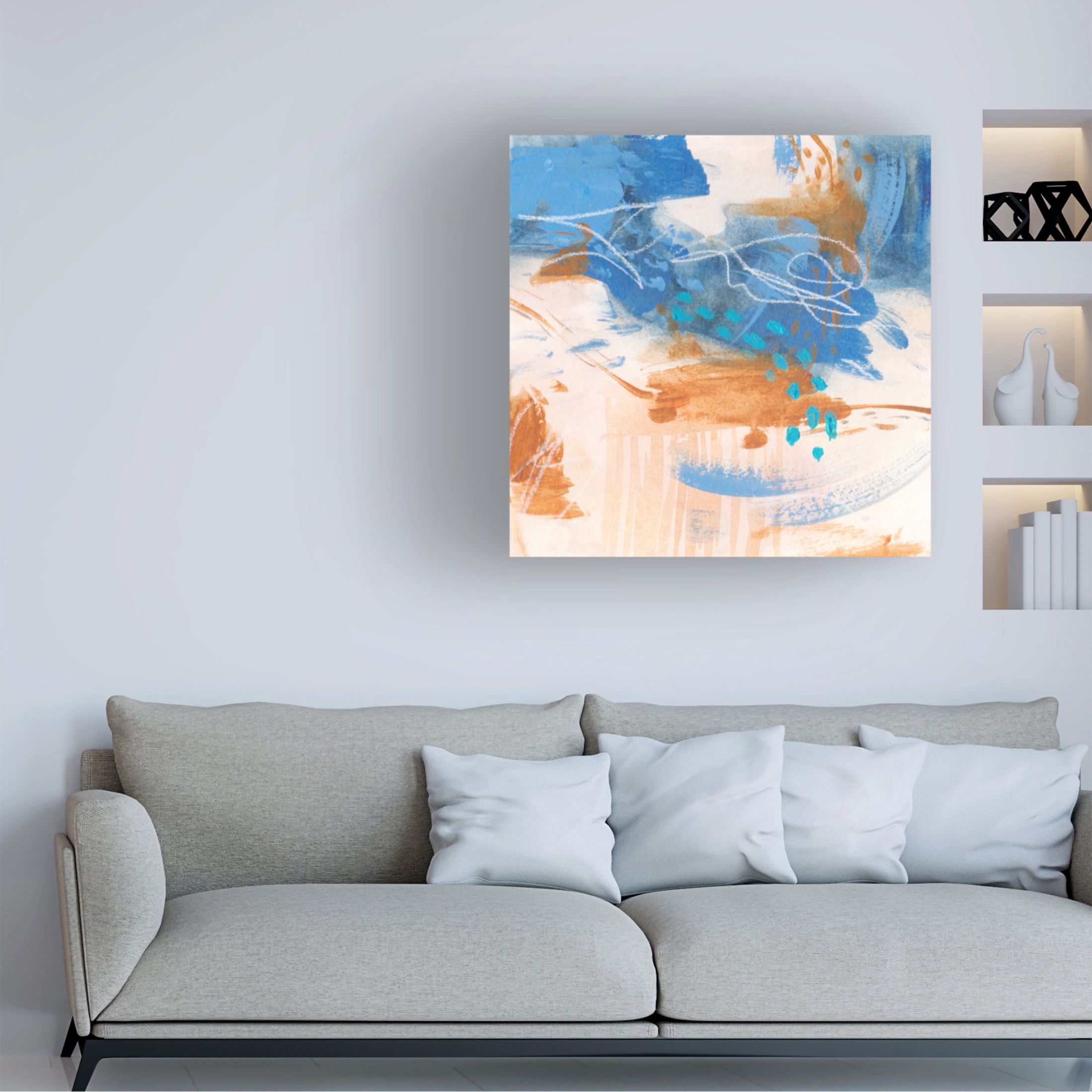 Canvas Wall Art - Melissa Wang 'Blu Hurricane I' Wall Art for Living Room, Bedroom, or Office Décor by Trademark Fine Art - 14 x 14 Inches