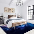 Abstract Wave Area Rugs, Black Blue Texture Carpet, Washable Non Slip ...