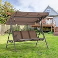 FETON Outdoor Patio Swing with Canopy,Porch Swing with Stand 3 Person