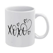 Xoxo Xoxo Valentine Day Coffee Ceramic Mug, 11 Ounces White