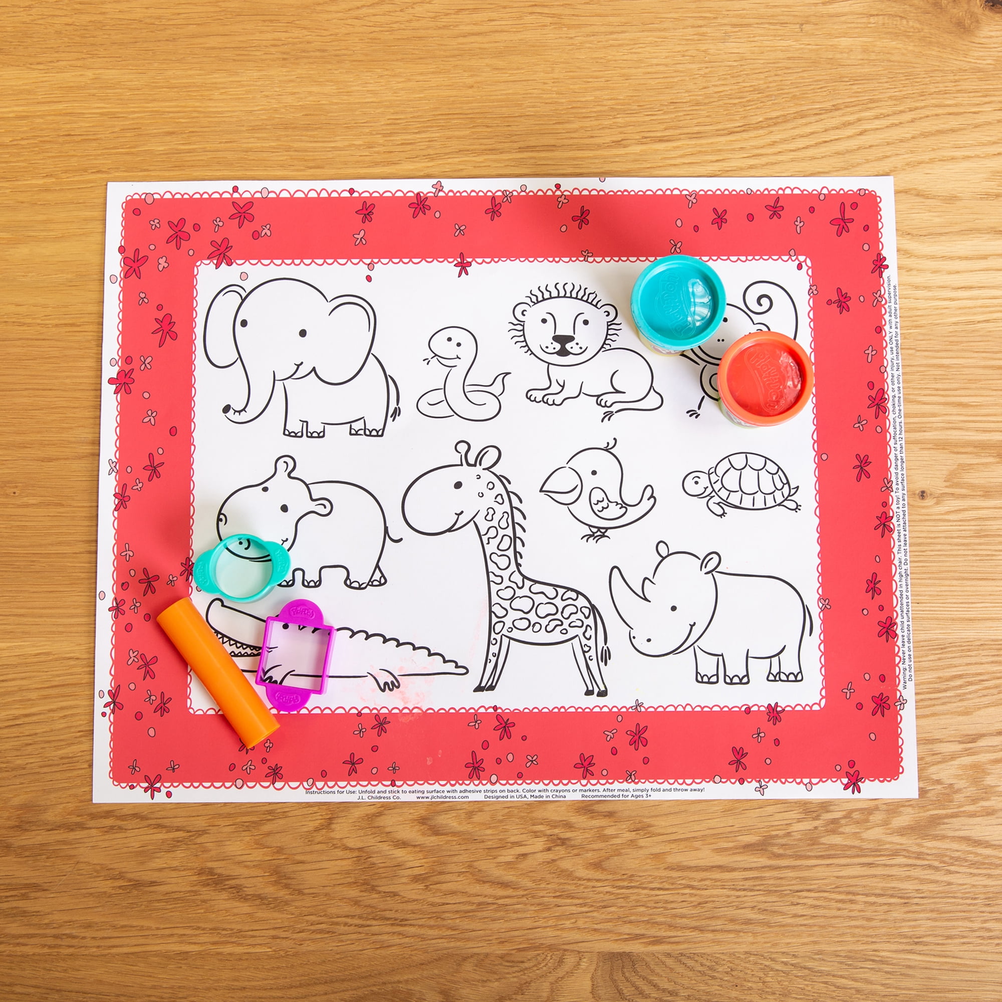J.L. Childress ColorMe Disposable Placemats - Stick on Placemats for Baby, Toddlers, & Kids, 24 Pack