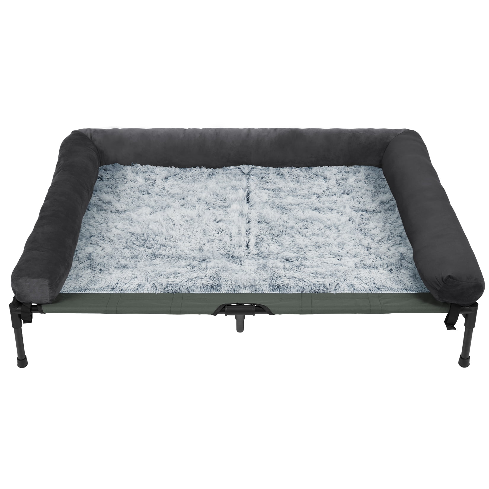 Bingopaw 4 in 1 Elevated Pet Dog Bed with Bolster, Gray, Jumbo, 51"L