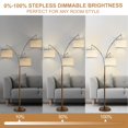 thumbnail image 3 of Lambaolom 74" 3-Light Modern Remote Control Brass Arc Floor Lamp with Beige Drum, 3 of 7