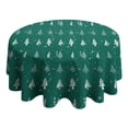 thumbnail image 4 of Green Christmas Tree and Snow Pattern Round Tablecloth 60"x60",Wrinkle Wipeable Table Cloth for Kitchen Dining Room Picnic Patio Party, 4 of 6
