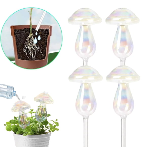 4 Pcs Iridescent Glass Watering Balls, Glass Rainbow Plant Watering Globes, Self Watering Planter Insert,Automatic Plant Waterer Indoor, Plant Watering Devices,Plant Water Globes, Watering Bulb