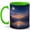 Green, variant on Moonlit Mountain Lake 11oz Ceramic Mug, Night Sky Nature Coffee Cup
