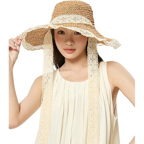 YooGuoGuo Straw Hat Summer Women Beach Bow Sun Protection New Hat Sweet Floral Lace Fisherman Hat