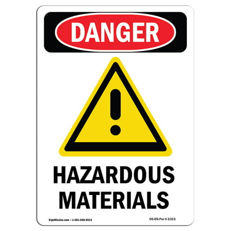 OSHA Danger Sign - Hazardous Materials | Choose from: Aluminum, Rigid Plastic Or Vinyl Label Decal | Protect Your Business, Construction Site, Warehouse & Shop Area |  Made in The