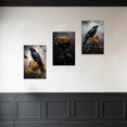 thumbnail image 3 of ZHONGYUTONG Gothic Canvas Wall Art Set of 3 Crow and Rose Art Prints Dark Goth Pictures Halloween Black Crow Painting for Bedroom Bathroom Home Decor Framed (11.00" x 14.00" x 3PCS), 3 of 5