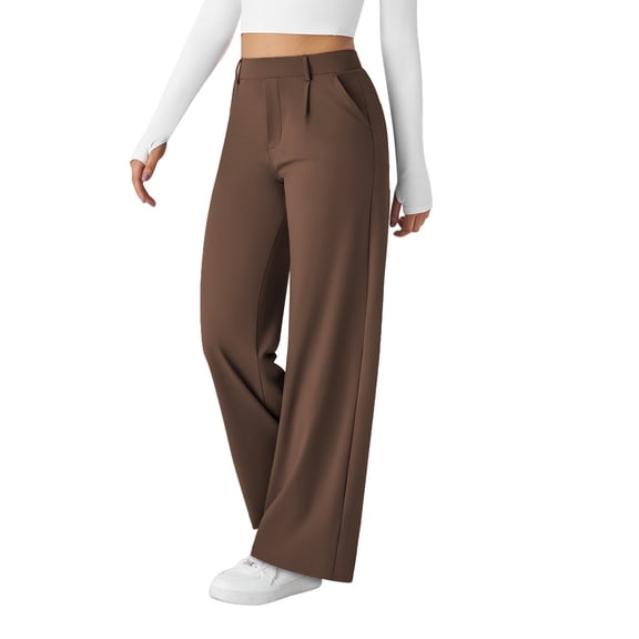 Womens Straight Wide Leg Pants Casual High Waisted Work Business Slacks Trousers Loose Fit Baggy Sweatpants for Yoga