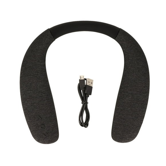Altavoz Bluetooth con banda para el cuello, altavoz estéreo con cancelación de ruido, manos libres, inalámbrico, portátil, con micrófono para viajes deportivos, negro
