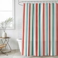 thumbnail image 2 of Small Stall Shower Curtain 48x72 Inch Narrow Half Size Red Green Blue Striped Bath Curtains Bathroom Decor, Modern Farmhouse Stripes Waterproof Fabric Shower Curtain Set with Hooks 48 Inch, 2 of 7
