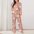 thumbnail image 2 of Yiaed Rabbit So Cute Print Pajamas Women's Long Sleeve Sleepwear Soft Button Down Loungewear Pjs Lounge Set Nightwear Womens Pajama Pants-XX-Large, 2 of 7