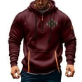 thumbnail image 3 of Jinhomg Quarter Zip Men Hoodies Pullover Trendy Graphic Hooded Sweatshirt Mid Weight Multi Pocket Long Sleeve Athletic Tops Todays Wine S, 3 of 5