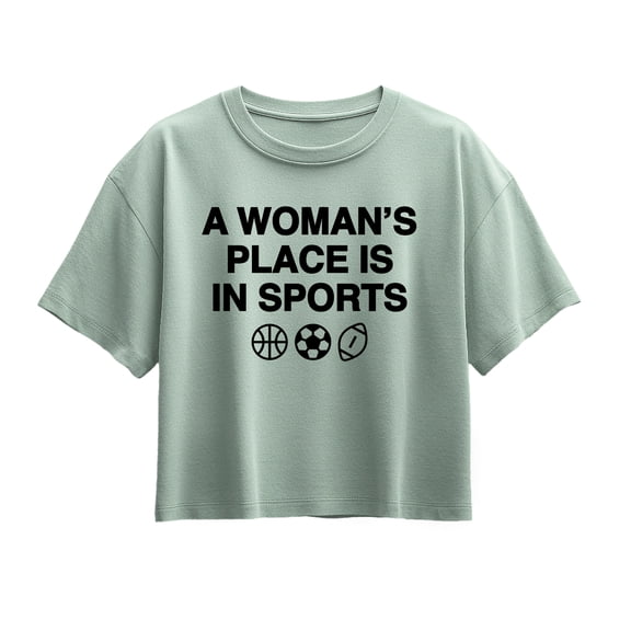 Instant Message - Woman's Place is in Sports Short Sleeve Boxy Graphic T-Shirt