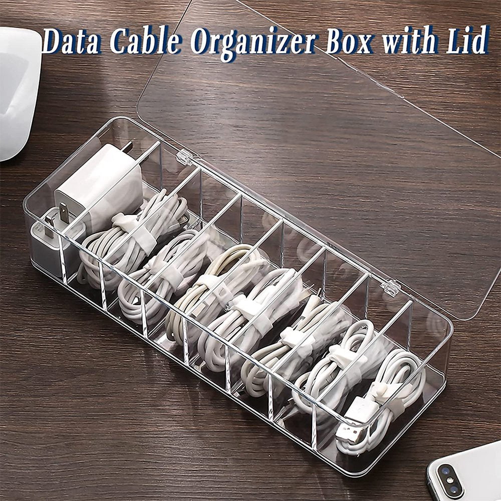 Cable Management Box with Lid,Data Cable Management Box USB Cord Sorter