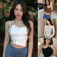 thumbnail image 4 of Women‘s Irregular Slim Exposed Navel Knitted Camisole Tank Top, 4 of 7
