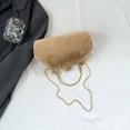 thumbnail image 4 of Bolso de mano con cadena para mujer, bolso cruzado peludo informal, bolso de noche para mujer (caqui), 4 of 8