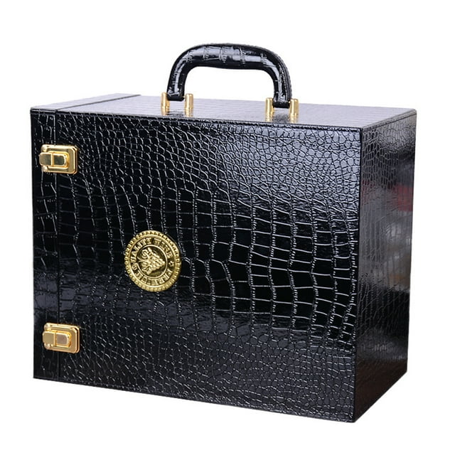 Wine Box 6 Bottles Crocodile Print Top Handle Wine Gift Box Wine Carrier Case