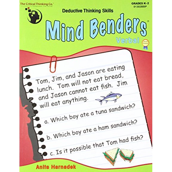 Pre-Owned Mind Benders Verbal Workbook - Deductive Thinking Skills Puzzles (Grades K-2), 9780894550386, 0894550381, Paperback,