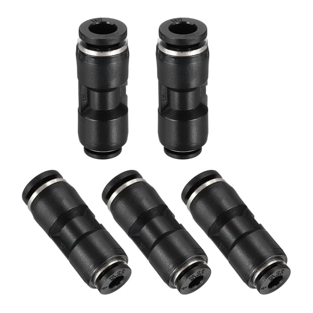 Uxcell 5 Pcs Accesorios de Conexión Rápida Reductores de 5/32" OD de Tubo x 1/4" OD de Tubo Recto Conector Neumático, Negro