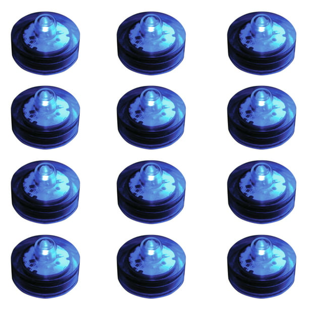 Set of 12 Battery Operated LED Blue Waterproof Tea Lights ...