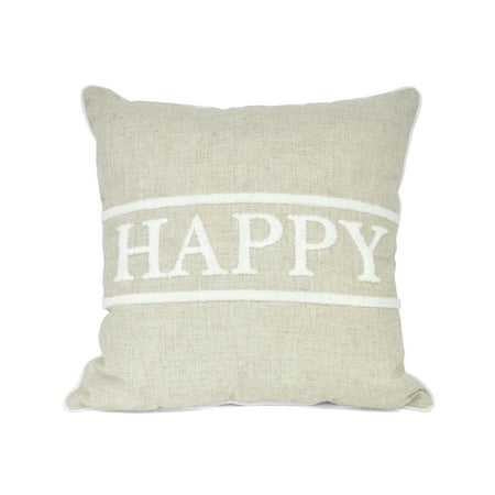 18' Beige Decorative Pillows - Mainstays Happy Decorative Pillow, Beige