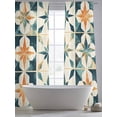 thumbnail image 5 of Teal Orange Geometric Sheer Curtains 96 Inch Length 2 Panels Set, Vintage Chic Abstract Checked Voile Window Treatment Semi Sheer Long Curtains Drapes for Bedroom/Living Room/Kitchen 52"x96"x2, 5 of 7