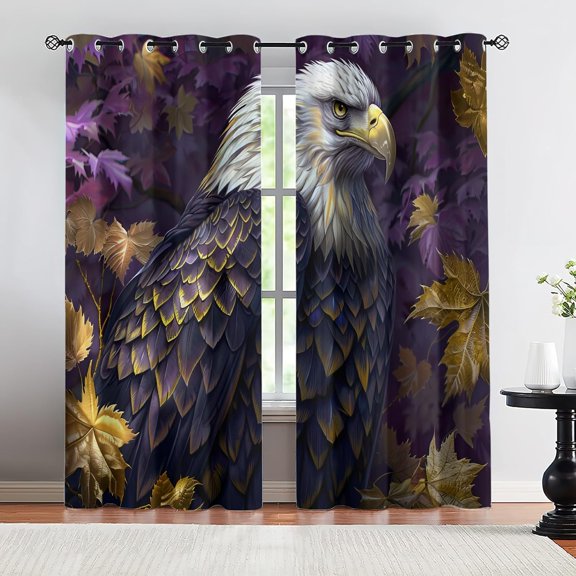 Eagle Animal Blackout Curtains, Wildlife Pattern Drapes for Bedroom, Living Room, Kitchen Decor, Grommet Window Treatments 26"W x 45"L (2 Pack)