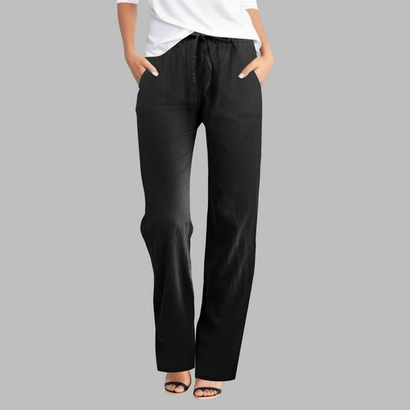 SNKSDGM Women's Plus Sweatpants Women Wide Leg Low Rise Black Dress Pants Women Stretchy Pull on Summer Casual Solid Color Loose Fit Harlan Pants Lightweight Wide Leg Pants Cropped Pants