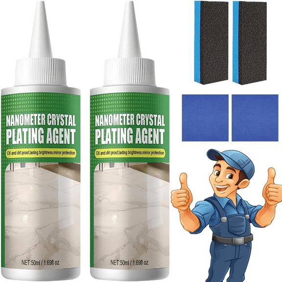 Nano Crystal Coating Agent For Tile & Furniture,2026 New Granite Countertop Cleaner and Sealer with Protection,Quartz Marble Stone Polish Cleaner for Permanent Hold & Shine Effect Fast Drying (2PCS)