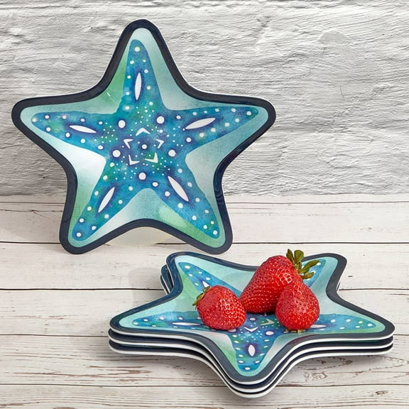 Seaside Beach Starfish Melamine Salad Plates Set of 4