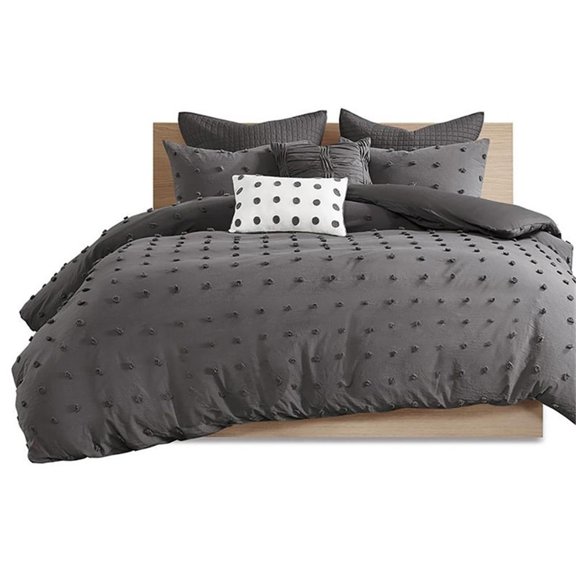 Pemberly Row 5-Piece Cotton Jacquard Comforter Set in Charcoal