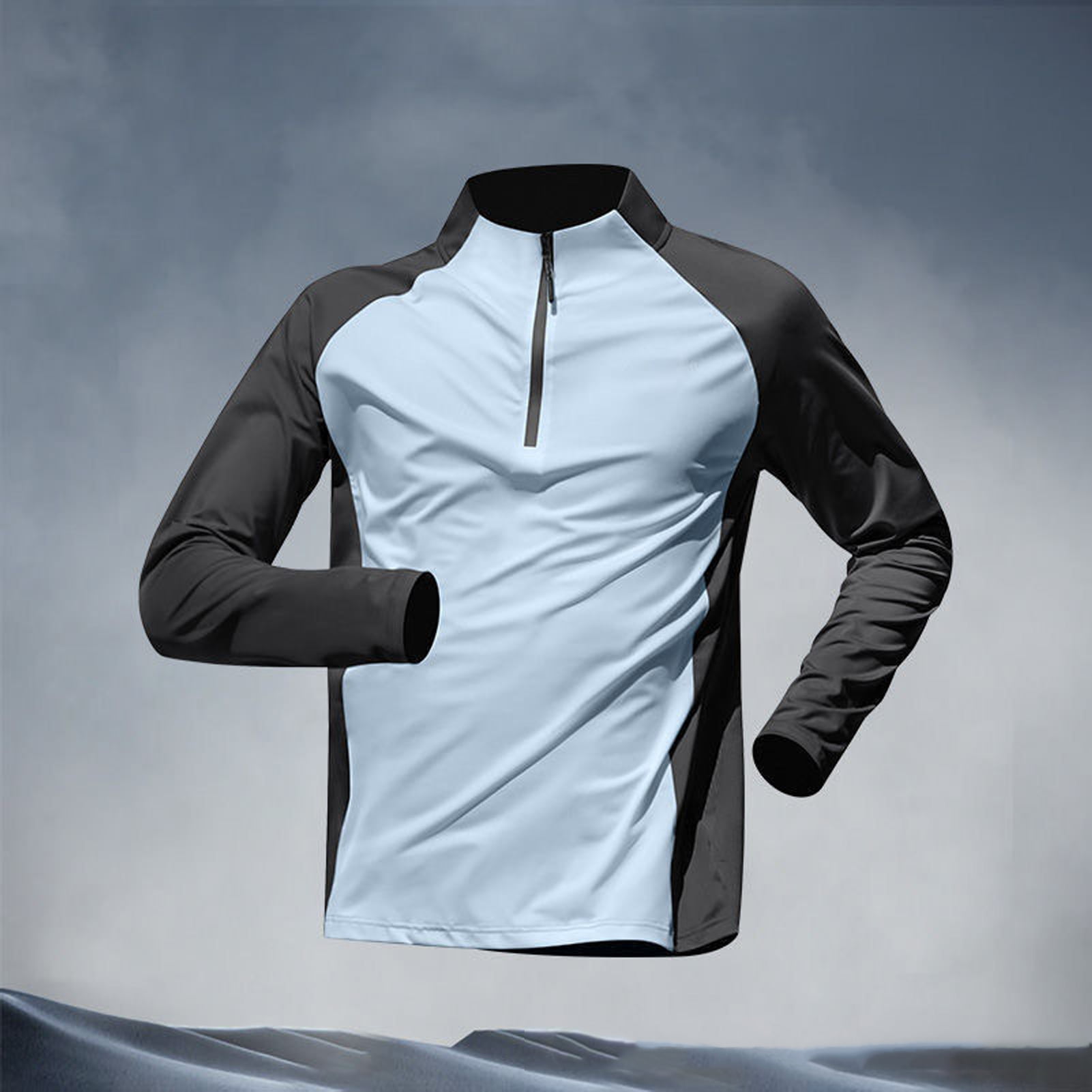 sunsanly 2Pcs/Set Men's Quick-drying Fitness Suit Half-zip T-shirt Trouser Set Sports Track Field Clothes Breathable Sportswear for Running Cycling