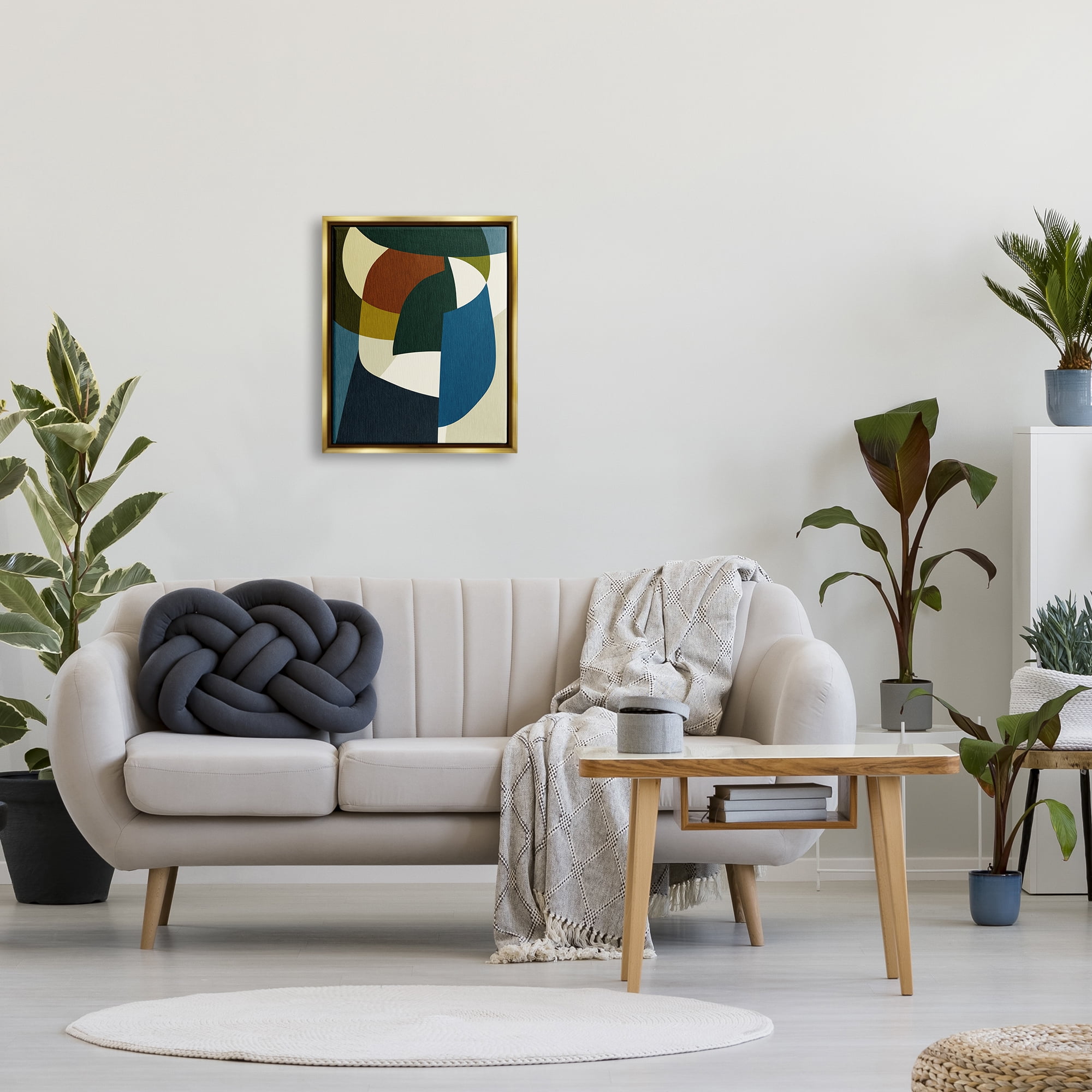 Stupell Industries Asymmetrical Geometric Shapes Abstract Painting Gold Floater Framed Canvas Art Print Wall Art, 17 x 21