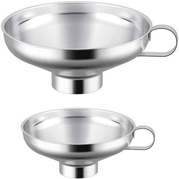 Tatum88 2 Pieces Canning Funnels, Stainless Steel Jam Funnels, Wide Mouth Funnel, Stainless Steel Wide Mouth Funnel For Transfer Liquid, Powder(Small and Large)