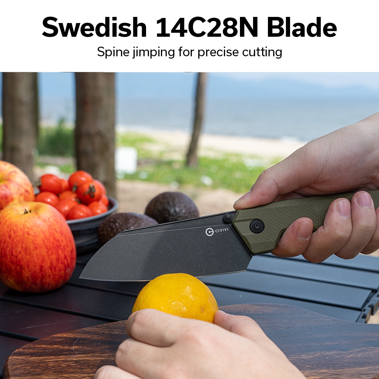 CIVIVI Hid Folding Pocket Kitchen Knife 4.14" 14C28N Blade C23008-2