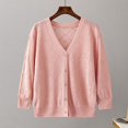 thumbnail image 2 of hxobax Women Oversized Knit Sweater Jacket Button V Neck Long Sleeve Open Front Sweater Cardigan Top, 2 of 8