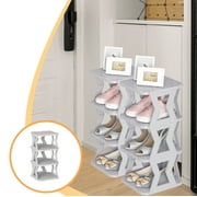 Dvkptbk Shoe Rack 4 Tier Household Doorway Sturdy Narrow Small Crevice Entry Shoe Cabinet Multifunctional Shoe Storage Shelves For Bedroom Closet Entrance Hall Bedroom