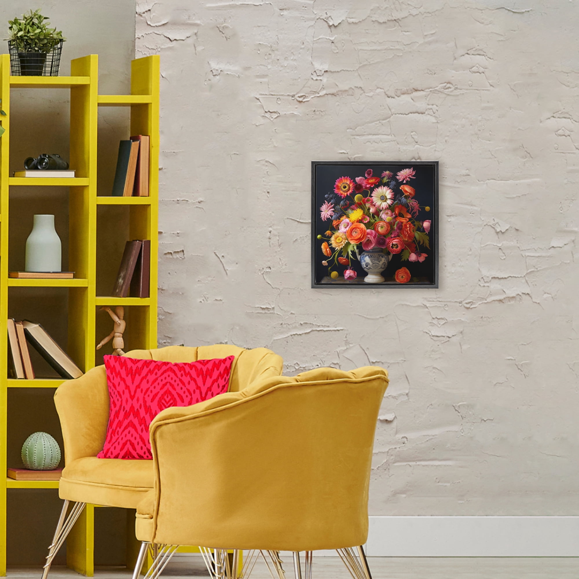 Stupell Industries Harmonious Spring Bouquet Black Framed Floater Canvas Wall Art, design by Lazar Studio