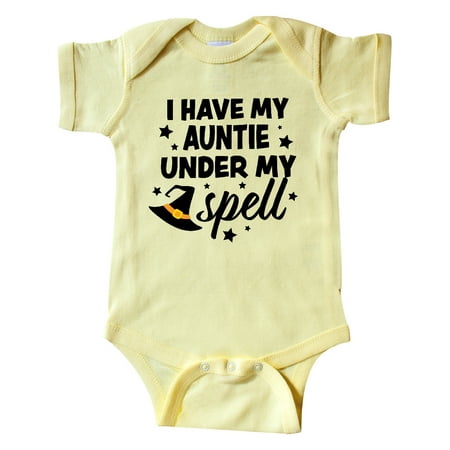 

Inktastic I Have My Auntie Under My Spell with Cute Witch Hat Gift Baby Boy or Baby Girl Bodysuit