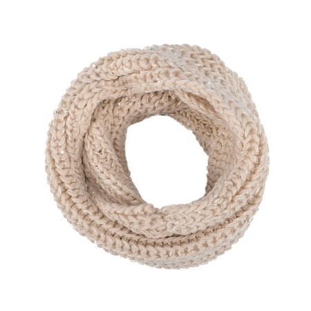 Winter Warm Knitted Large-Weave Infinity Scarf in Lightly Sequined Yarn,