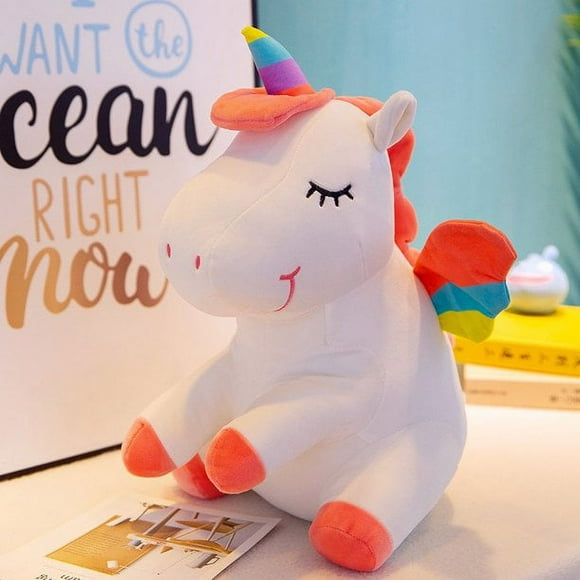 Soft Rainbow Angel Unicorn Plush Doll White Favorite Cuddly Christmas Gift 15.75 inch Hugging Sleeping Plush Pillow for Home Decor