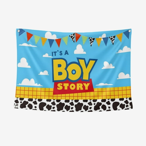 Cartoon Story Blue Sky Birthday Party Backdrop-5x3ft Happy Birthday Party Supplies Banner for Boys Girls Cartoon Story Blue Sky Theme Party Decorations