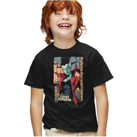 Creature Commandos The Bride Kids T Shirt for Youth Boys and Girls, Black, Large
