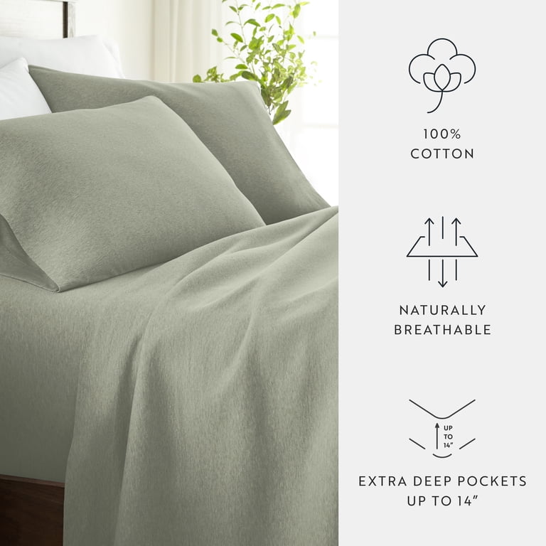 Comfort Canopy Jersey Cotton Queen 4-Piece Sheet Set in Sage photo 7