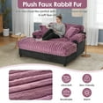 thumbnail image 4 of Harper & Bright Designs Modern Chaise Indoor Lounge, Cloud Sofa Bed Chair, Faux Rabbit Fur Fabric Lounge Chaise with Pillows for Living Room, Wine Red, 4 of 18
