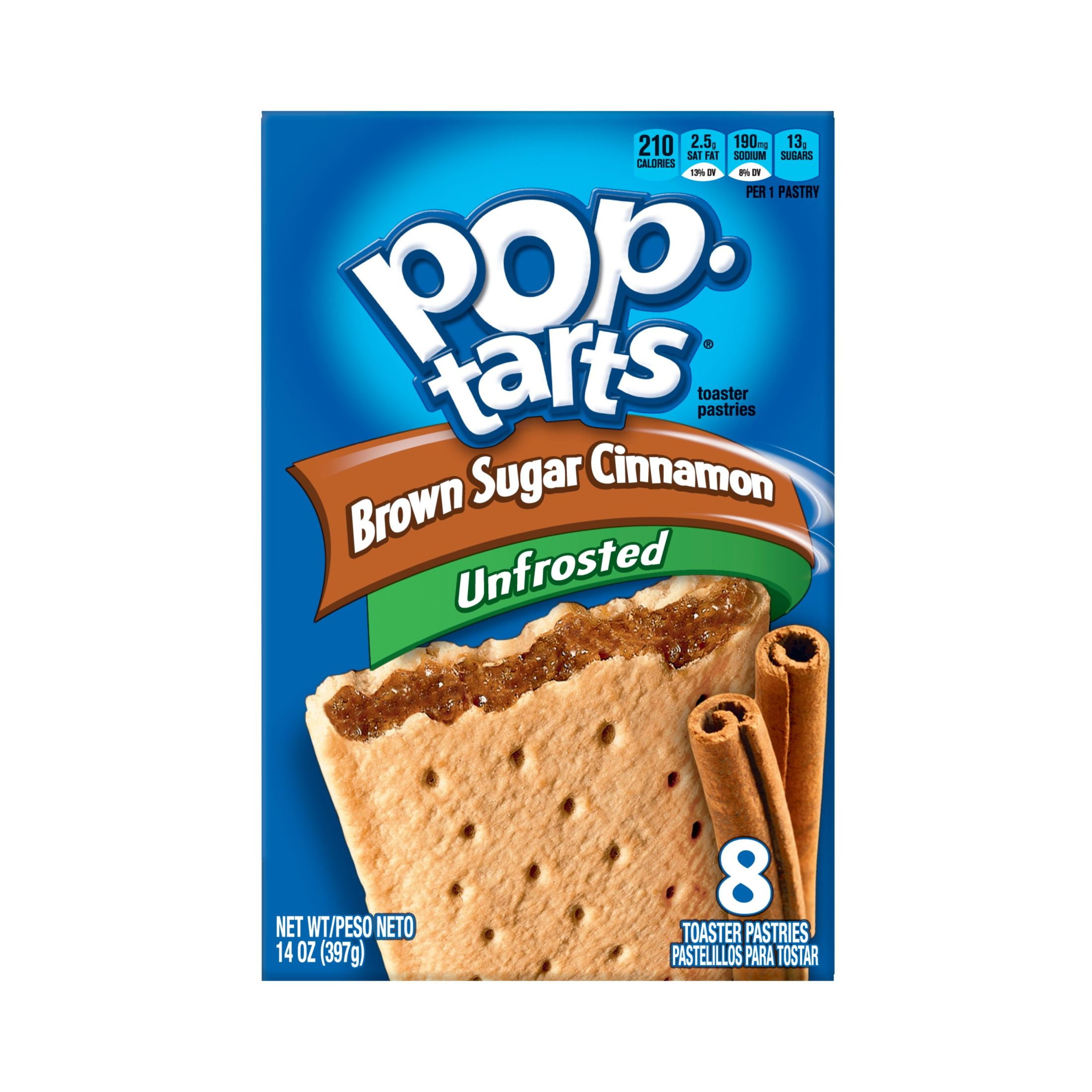 PopTarts Unfrosted Brown Sugar Cinnamon Breakfast Toaster Pastries, 14 oz, 8 Count