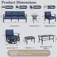 thumbnail image 4 of ALAULM 9-Seat Aluminum Patio Furniture Set, Outdoor Patio Conversation Set with Rectangular Metal Coffee Tables and 5.1" Cushions for Patio Backyard Poolside，Navy Blue, 4 of 8